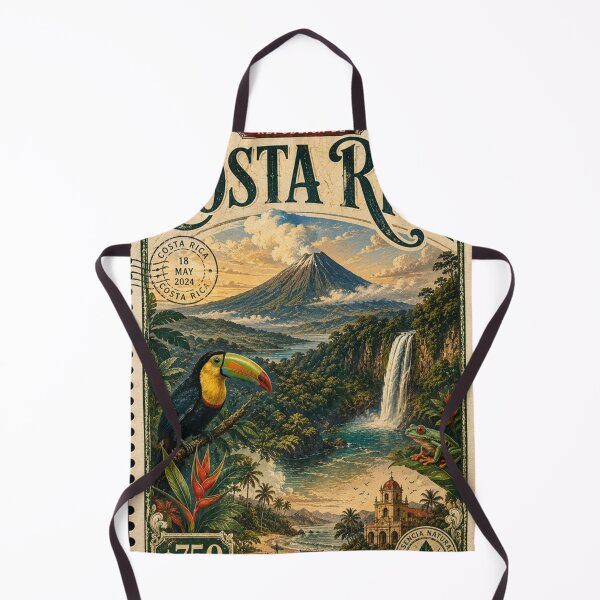 Item preview, Costa Rica Vintage Postal Stamp - Pura Vida Toucan & Volcano Art designed and sold by ernestbullone.