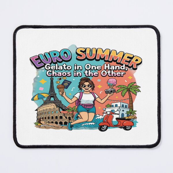 Item preview, Euro Summer – Gelato in One Hand, Chaos in the Other | Funny European Vacation Travel T-Shirt Design | Retro Summer Graphic PNG designed and sold by Sushikidsntod.