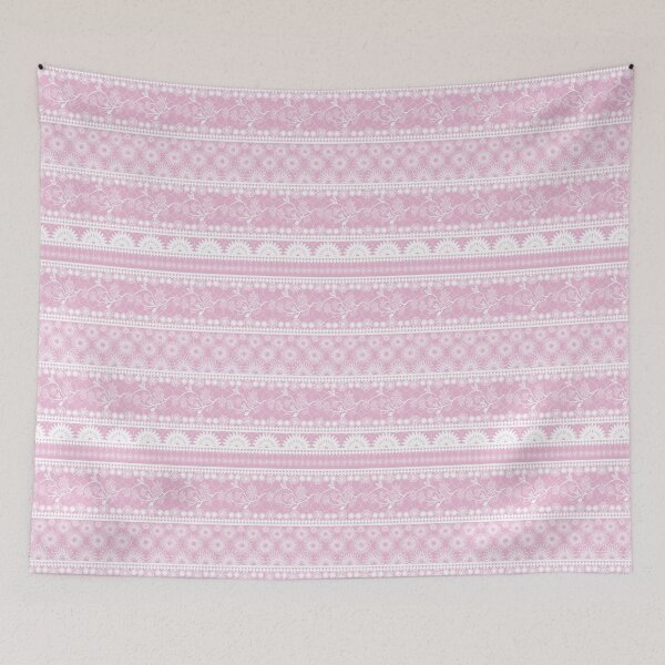 Item preview, Elegant lace pattern with delicate floral ornaments in white on soft pink background designed and sold by ChaReePat.