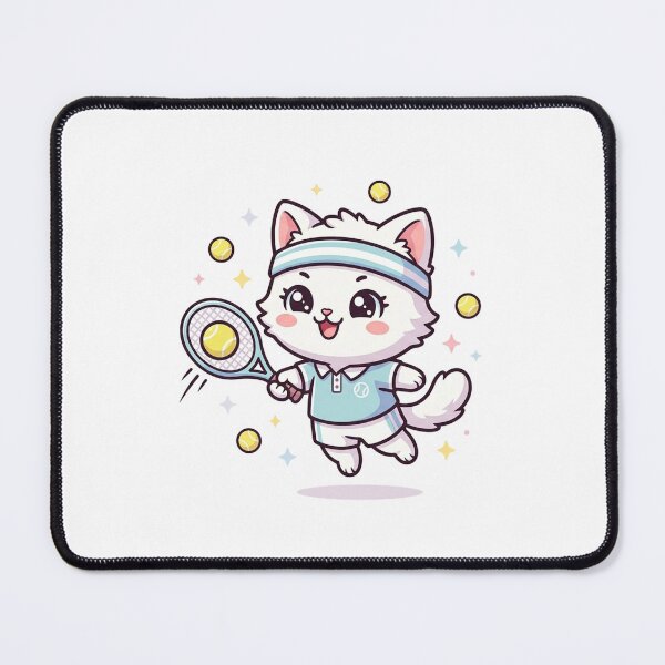 Item preview, Cute Chibi Kitten Playing Tennis Cartoon designed and sold by  Cat Lady.