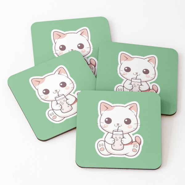 Item preview, Cute Kawaii Cat Drinking Boba Bubble Tea  designed and sold by Phongphut.