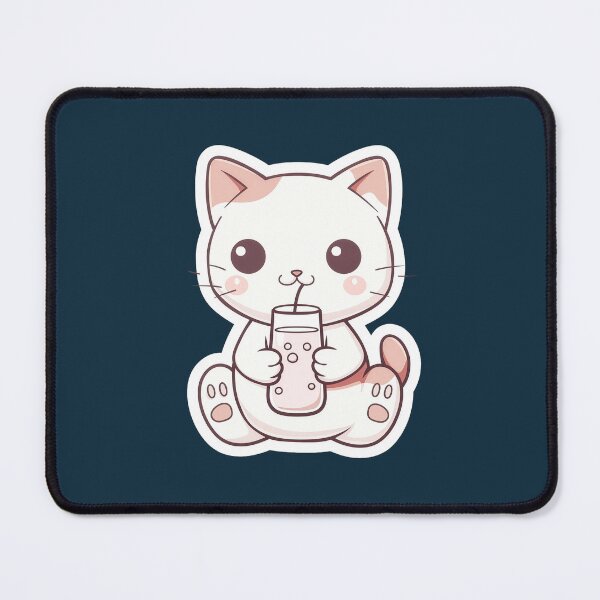 Item preview, Cute Kawaii Cat Drinking Boba Bubble Tea designed and sold by Phongphut.
