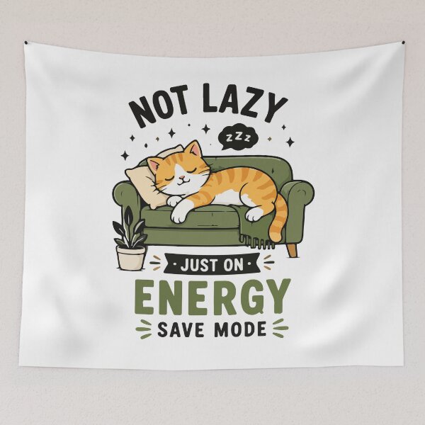 Item preview, Cute Cat Sleeping on Sofa Not Lazy Energy Save Mode Graphic designed and sold by banglalook.