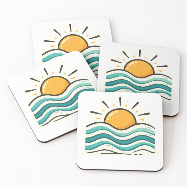 Item preview, Retro Sunrise Over Ocean Waves Illustration designed and sold by arildesigns.