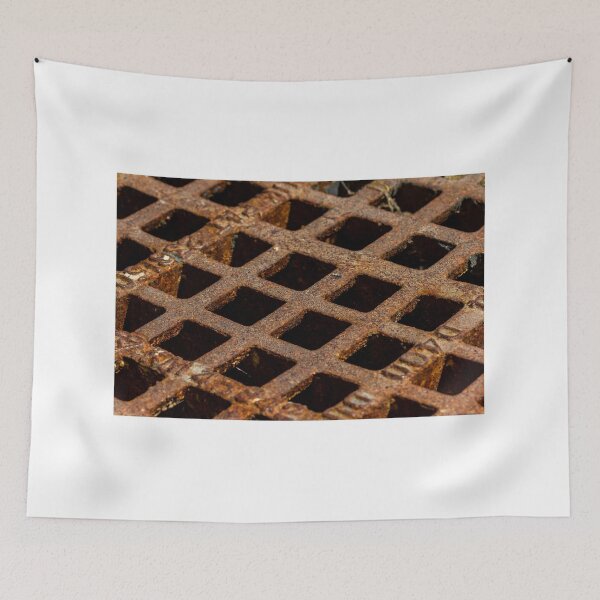 Item preview, Close-Up Of Rusty Metal Grate Drain With Square Openings Texture And Industrial Decay designed and sold by Nmallia.