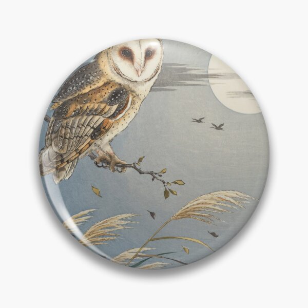 Item preview, Barn Owl Beneath the Harvest Moon – Ohara Koson Inspired Japanese Shin-Hanga Art designed and sold by Tamas Das.
