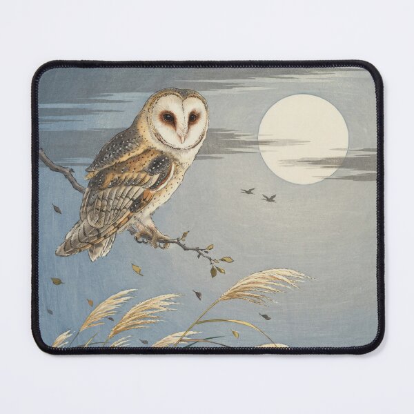 Item preview, Barn Owl Beneath the Harvest Moon – Ohara Koson Inspired Japanese Shin-Hanga Art designed and sold by Tamas Das.