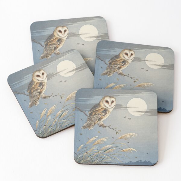 Item preview, Barn Owl Beneath the Harvest Moon – Ohara Koson Inspired Japanese Shin-Hanga Art designed and sold by Tamas Das.