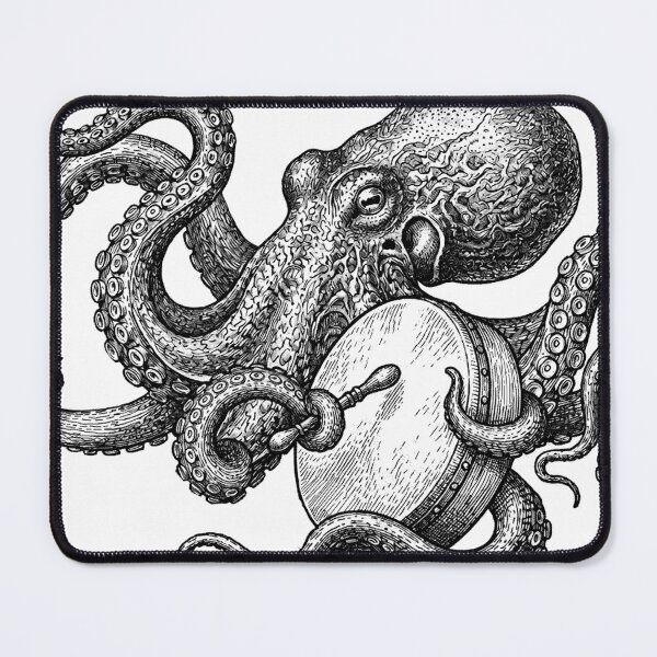 Item preview, Octopus Playing Bodhran | Irish Traditional Music | Dark Art Illustration designed and sold by bodhrantees.