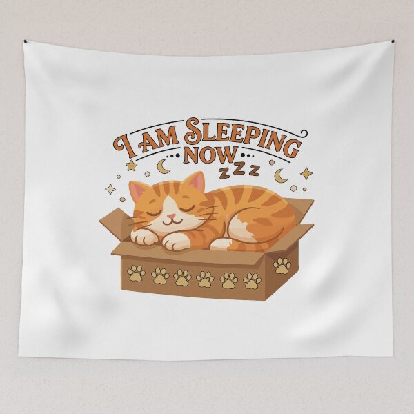Item preview, Cute Cat Sleeping in Box Funny I Am Sleeping Now Graphic designed and sold by banglalook.