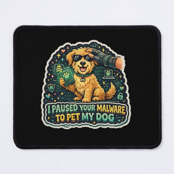 Item preview, I Paused Your Malware To Pet My Dog Funny Cybersecurity Dog Sticker designed and sold by  BreedCraft Studio.