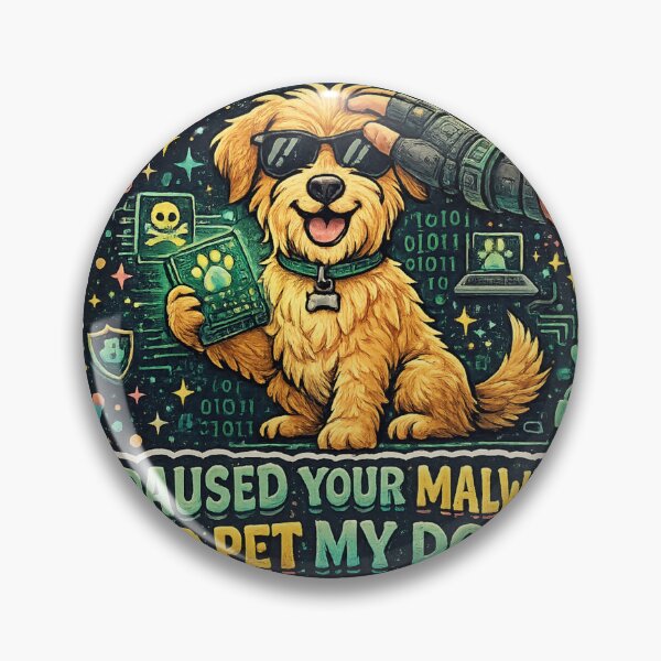 Item preview, I Paused Your Malware To Pet My Dog Funny Cybersecurity Dog Sticker designed and sold by  BreedCraft Studio.