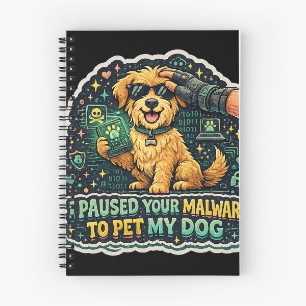Item preview, I Paused Your Malware To Pet My Dog Funny Cybersecurity Dog Sticker designed and sold by  BreedCraft Studio.