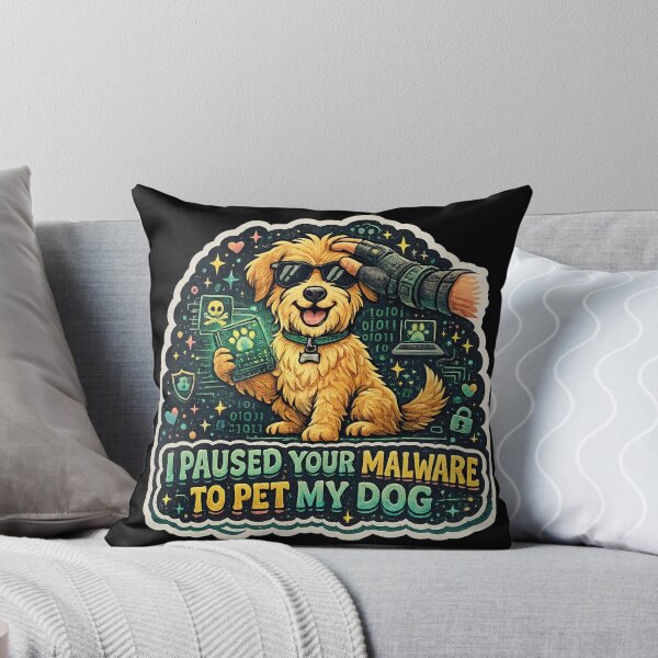 Item preview, Pausé tu malware para acariciar a mi perro. Divertida pegatina de perro sobre ciberseguridad. designed and sold by  BreedCraft Studio.