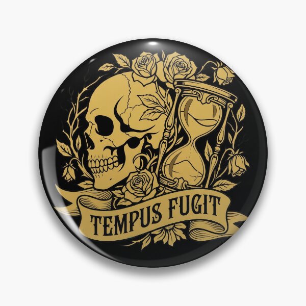 Item preview, Tempus Fugit Gold Skull Hourglass and Flowers designed and sold by nuel-art.