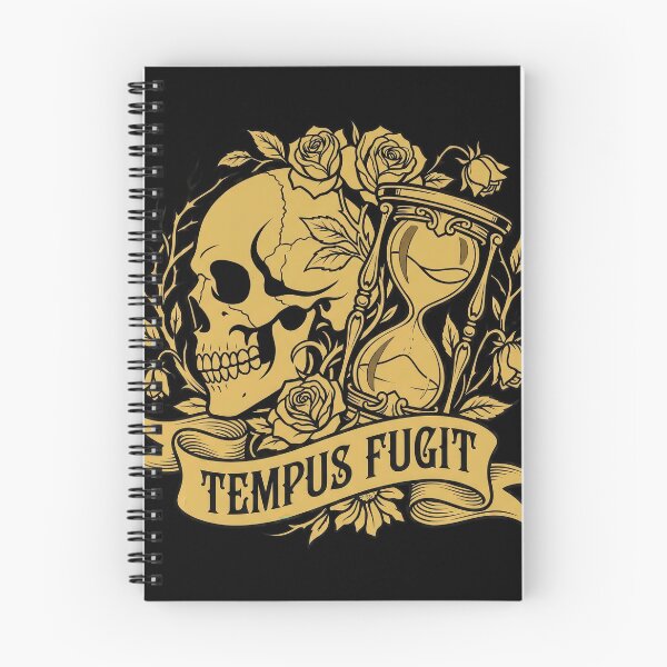 Item preview, Tempus Fugit Gold Skull Hourglass and Flowers designed and sold by nuel-art.