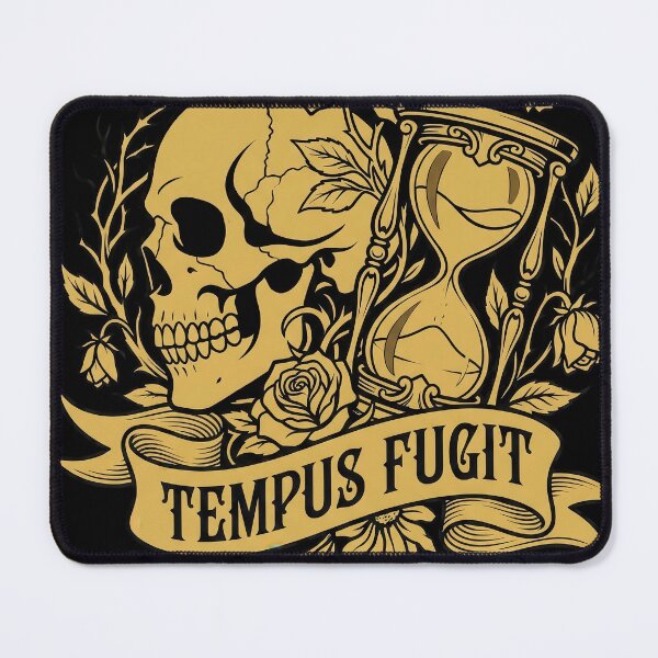 Item preview, Tempus Fugit Gold Skull Hourglass and Flowers designed and sold by nuel-art.