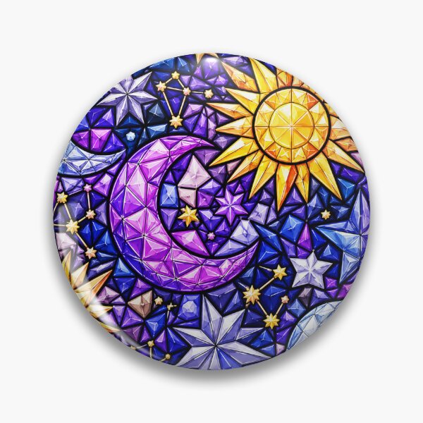 Item preview, Celestial Sun Moon Stars Gem Mosaic Pattern designed and sold by DjFreeq.