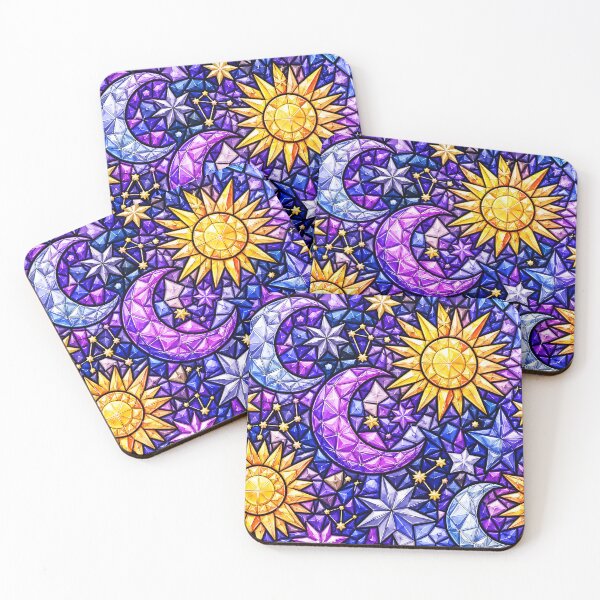 Item preview, Celestial Sun Moon Stars Gem Mosaic Pattern designed and sold by DjFreeq.
