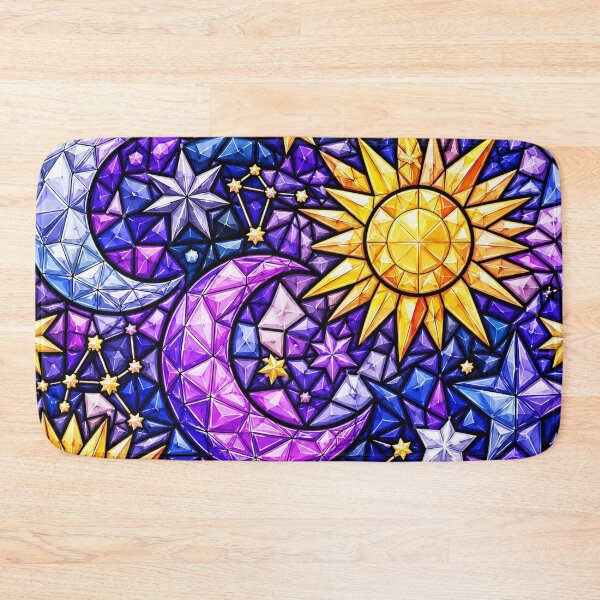 Item preview, Celestial Sun Moon Stars Gem Mosaic Pattern designed and sold by DjFreeq.