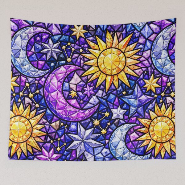 Item preview, Celestial Sun Moon Stars Gem Mosaic Pattern designed and sold by DjFreeq.