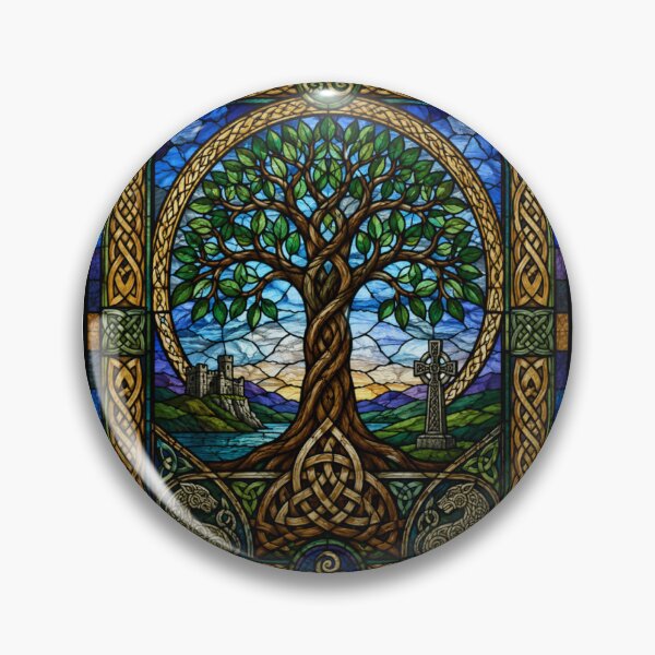 Item preview, Celtic Tree of Life Stained Glass – Sacred Knotwork Fantasy Art designed and sold by Karszul.