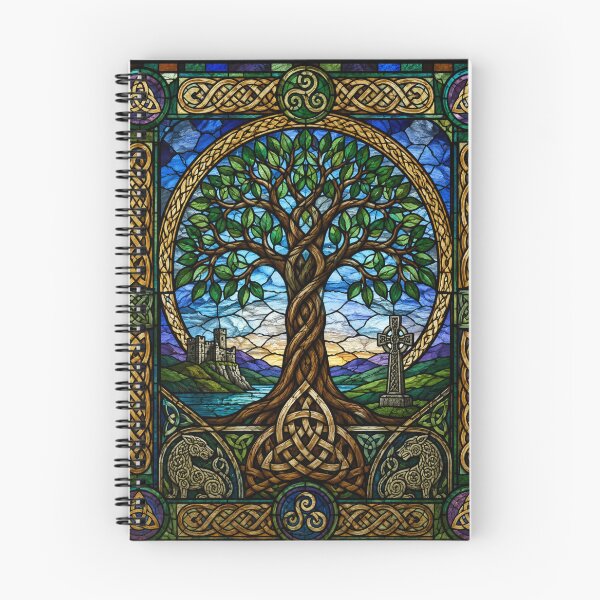 Item preview, Celtic Tree of Life Stained Glass – Sacred Knotwork Fantasy Art designed and sold by Karszul.