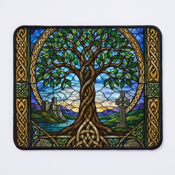 Item preview, Celtic Tree of Life Stained Glass – Sacred Knotwork Fantasy Art designed and sold by Karszul.