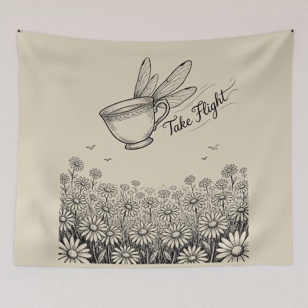 Item preview, Flying Teacup - Cottagecore Art designed and sold by bapupa.