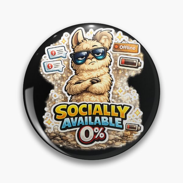 Item preview, Socially Available 0% Funny Llama Introvert Meme Sticker – Sarcastic Social Battery Animal Design designed and sold by lazygum.