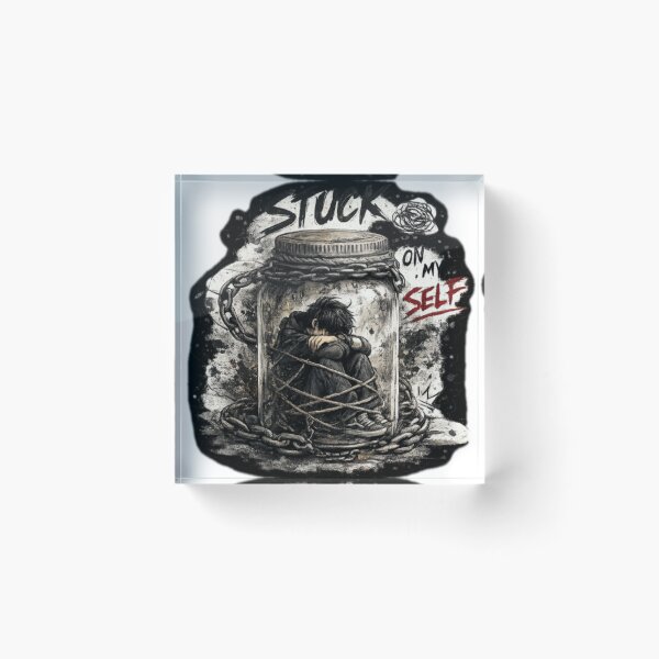 Item preview, Stuck on Myself – Trapped Mind Sticker designed and sold by Genzfirevibes.