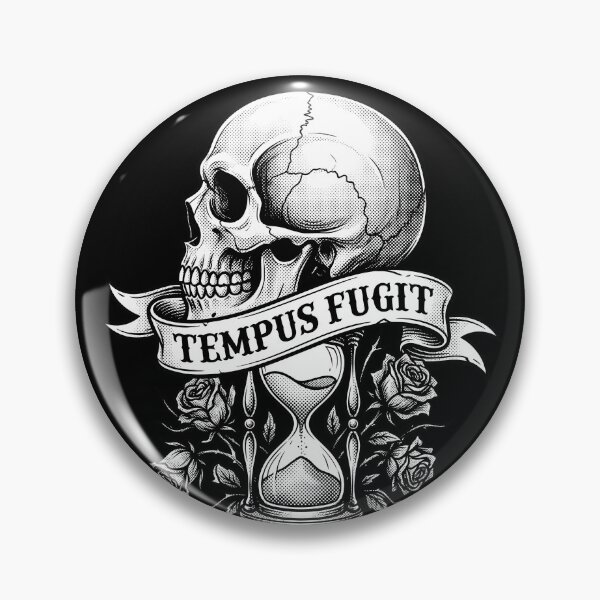 Item preview, Tempus Fugit Skull Hourglass and Flowers designed and sold by nuel-art.