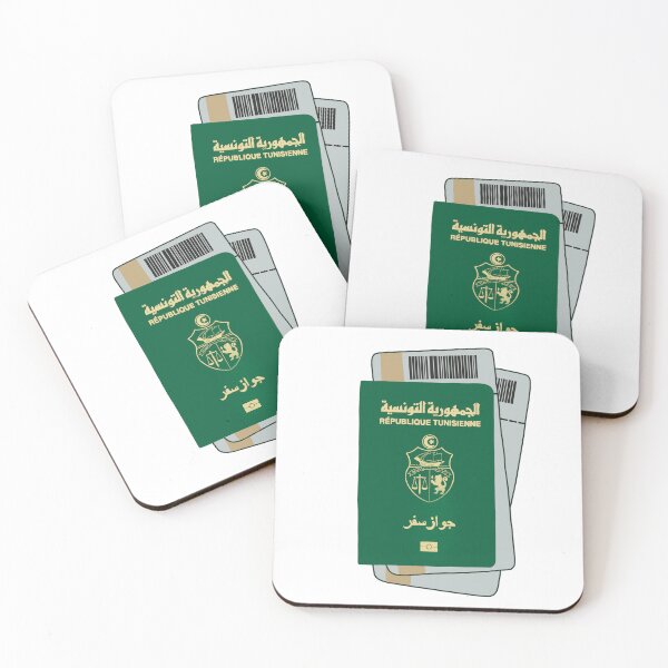 Artikelvorschau, Illustration eines tunesischen Reisepasses und von Reisetickets entworfen und verkauft von Minilosha.