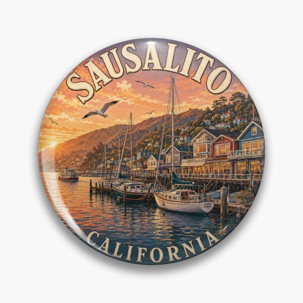 Item preview, Sausalito California: Marina Sunset Badge designed and sold by CircinusStore.