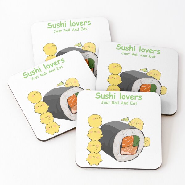 Item preview, Kawaii Sushi Roll Lovers Illustration designed and sold by HobbyCraftTees.