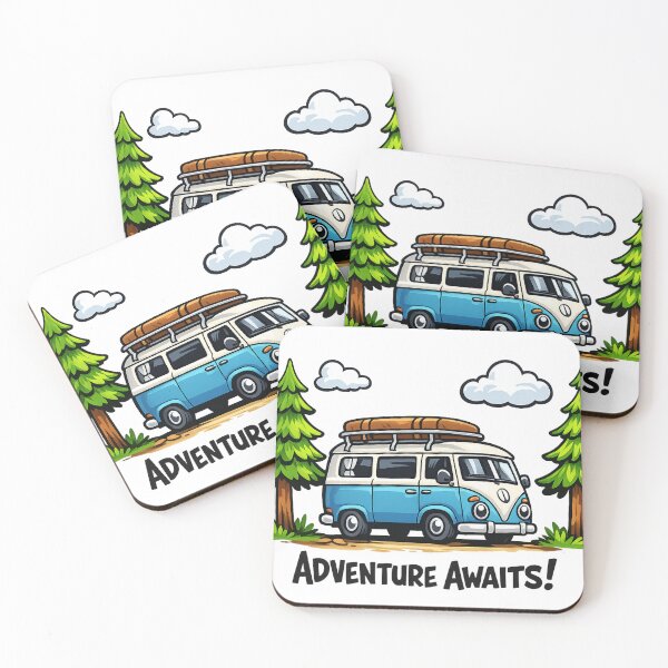 Item preview, Adventure Awaits Vintage Camper Van Road Trip Design designed and sold by myforestfog.