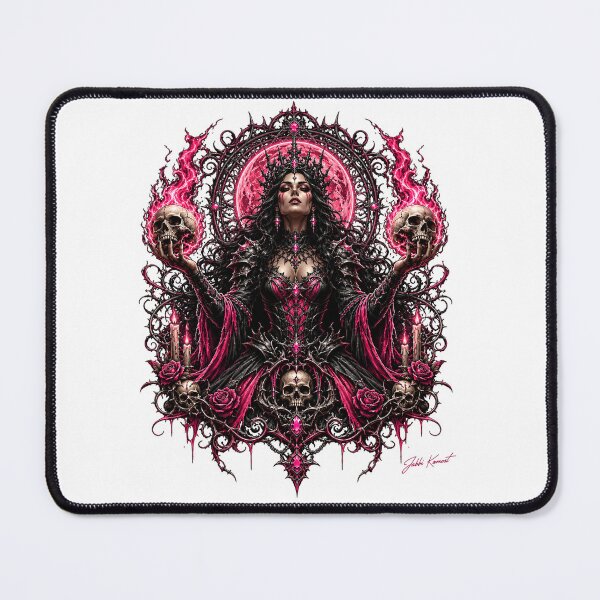 Item preview, Pink Necromancer Queen With Skulls designed and sold by JabbiKamost.