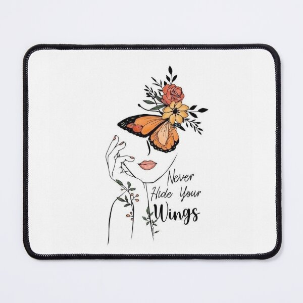 Item preview, Never Hide Your Wings Line Art Floral Butterfly Quote designed and sold by Hey! your search is end here.