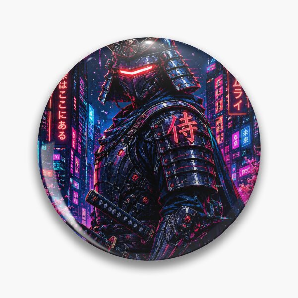 Item preview, Cyber Samurai | Neon Japanese Cyberpunk Sticker designed and sold by Glitch-Graphic.