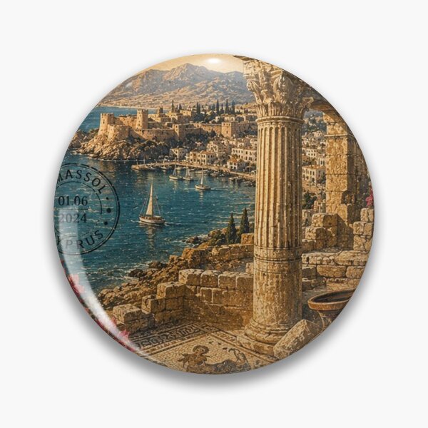Item preview, Cyprus Vintage Postal Stamp - Island of Aphrodite Ruins Art designed and sold by ernestbullone.