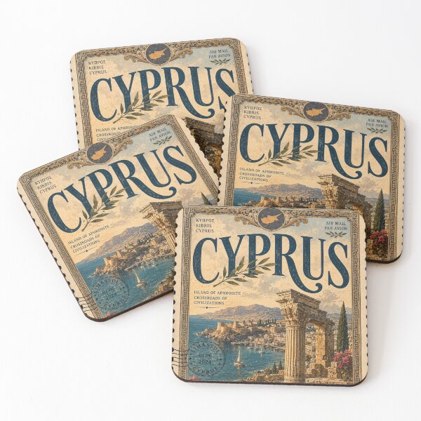 Item preview, Cyprus Vintage Postal Stamp - Island of Aphrodite Ruins Art designed and sold by ernestbullone.