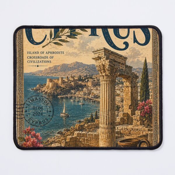 Item preview, Cyprus Vintage Postal Stamp - Island of Aphrodite Ruins Art designed and sold by ernestbullone.