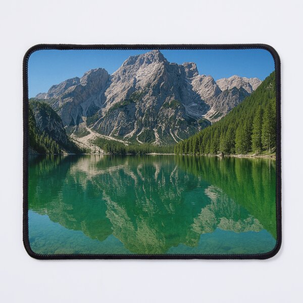 Item preview, Dolomites Lake Braies Emerald Mountain Reflection Fine Art Photography designed and sold by Nexus Space.