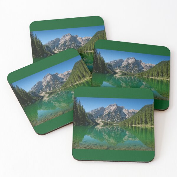 Item preview, Dolomites Lake Braies Emerald Mountain Reflection Fine Art Photography designed and sold by Nexus Space.