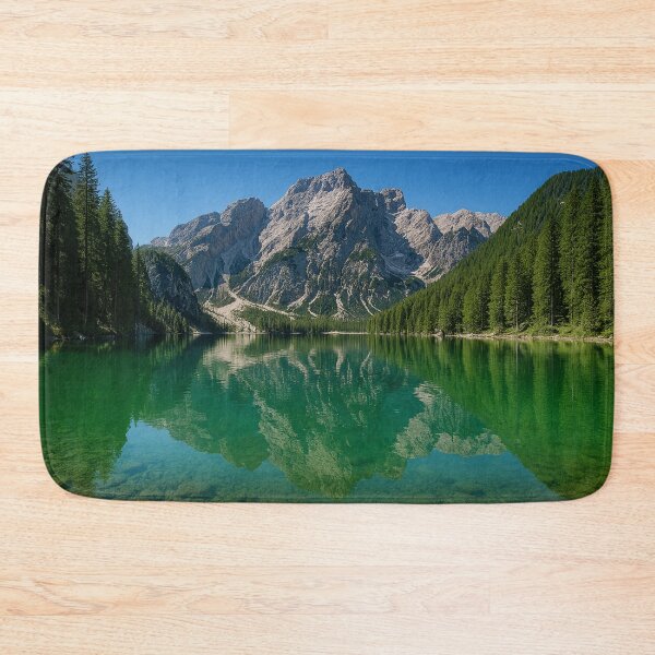 Item preview, Dolomites Lake Braies Emerald Mountain Reflection Fine Art Photography designed and sold by Nexus Space.