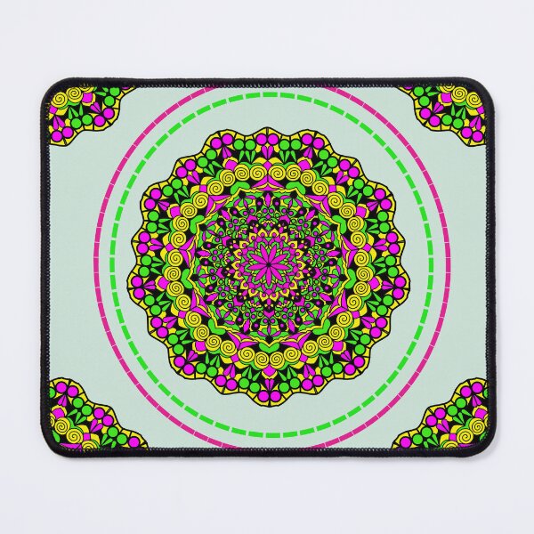 Item preview, Colorful flower mandala on green background designed and sold by ChaReePat.