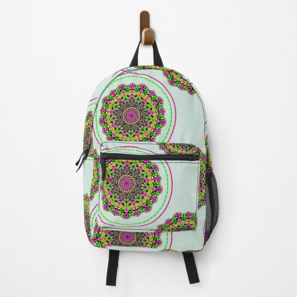 Item preview, Colorful flower mandala on green background designed and sold by ChaReePat.