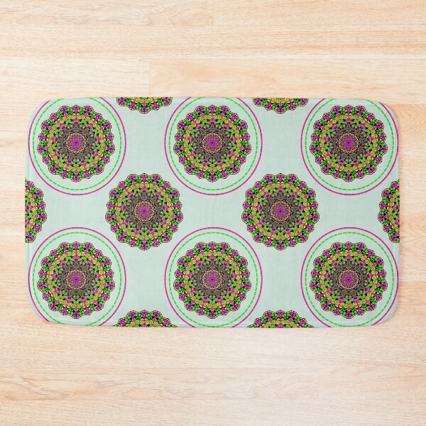Item preview, Colorful flower mandala on green background designed and sold by ChaReePat.