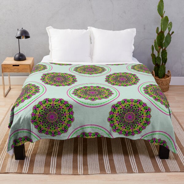 Item preview, Colorful flower mandala on green background designed and sold by ChaReePat.