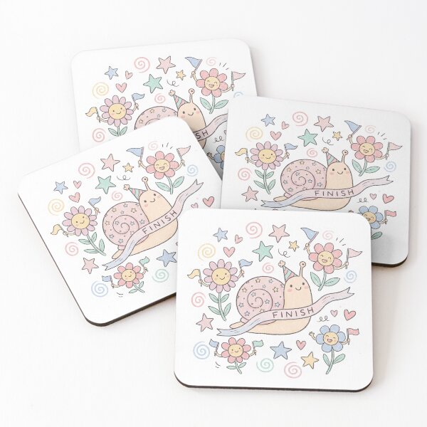 Item preview, Finish Line Snail — Kawaii Pastel Encouragement Doodle Art designed and sold by lenalenspod.